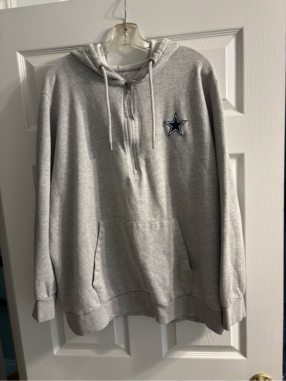 Men's Gray Half-Zip Hooded Sweatshirt cowboys with Star Logo
